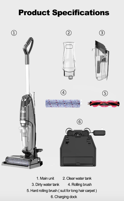 Copy of Liectroux I5 Pro Cordless Wireless Handheld Smart Vacuum Cleaner,Lightweight,Wet Dry,Floor & Carpet Washer,UV Lamp,Self Cleaning