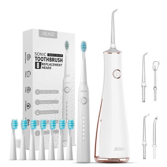Seago Water Flosser Electric Toothbrush USB Charging 5 Nozzles 150ml Water Tank