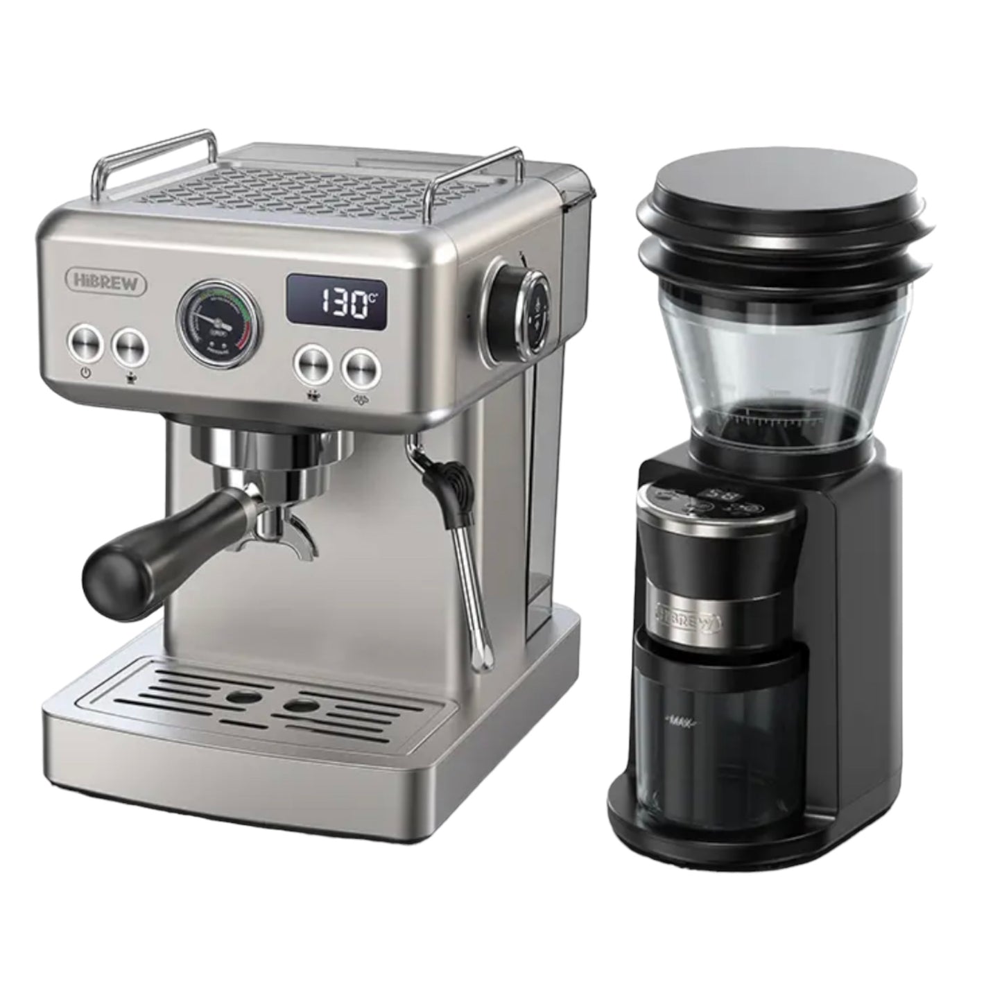  ماكينة اسبريسو 19 بار مع تبخير الحليب (+ مطحنة قهوة اختيارية) من هايبرو HiBREW طراز H10A -  ضمان ٢٤ شهر