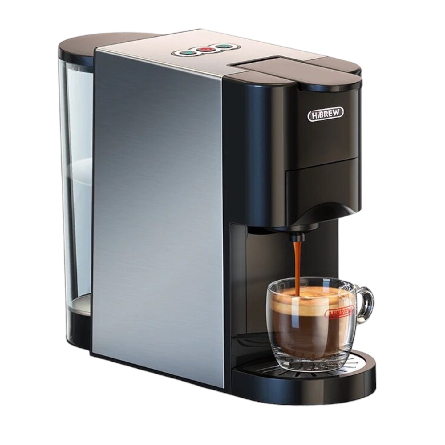 ماكينة قهوة 5 في 1 متوافقة مع كبسولات دولتشي و نيسبريسو و K-cup ومسحوق القهوة Hibrew H3 
 مع صانعة رغوة الحليب (اختياري) - ضمان ٢٤ شهر