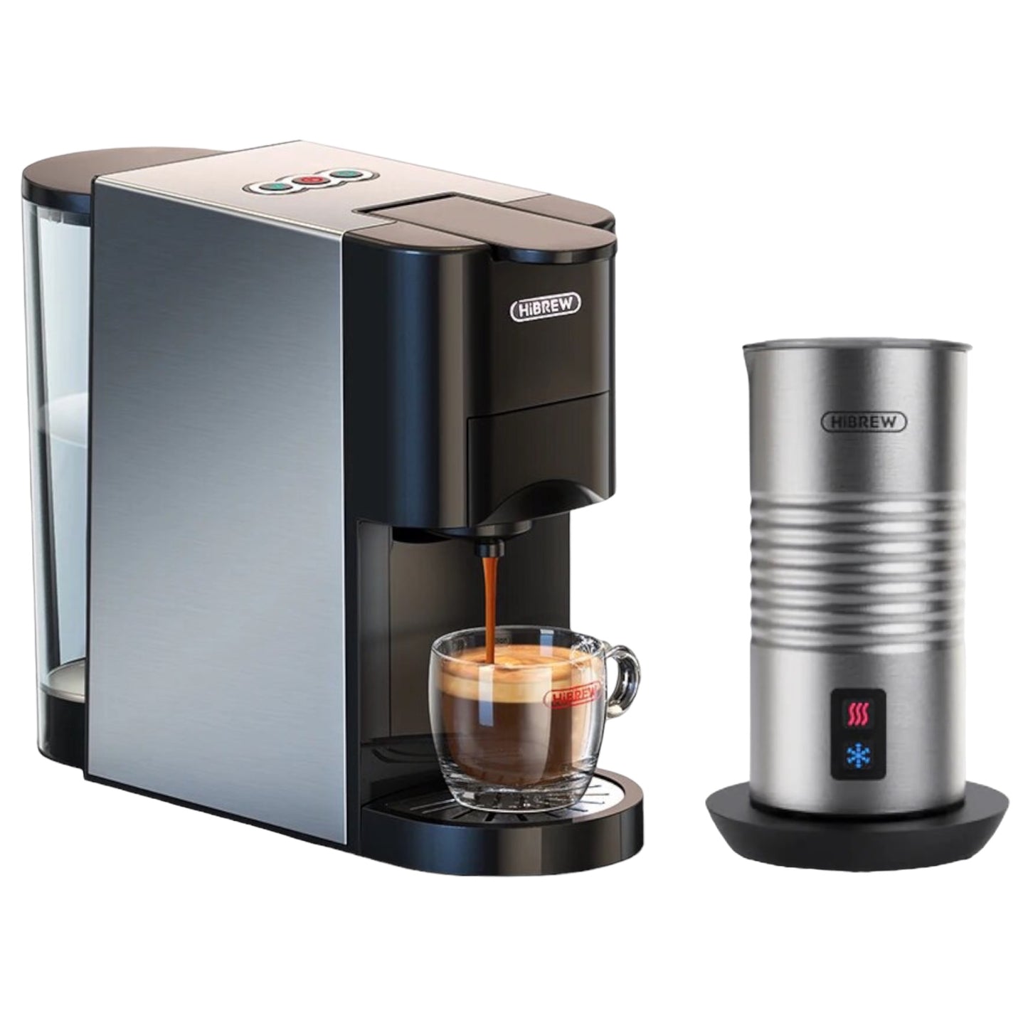 ماكينة قهوة 5 في 1 متوافقة مع كبسولات دولتشي و نيسبريسو و K-cup ومسحوق القهوة Hibrew H3 
 مع صانعة رغوة الحليب (اختياري) - ضمان ٢٤ شهر