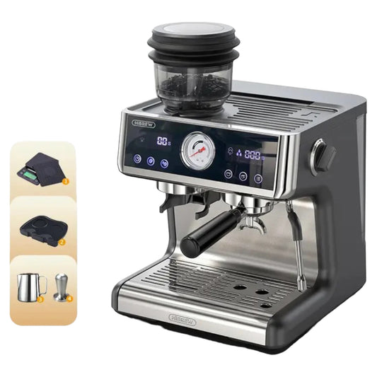 DEVISIB Professional All-in-One Espresso Coffee Machine Americano Maker  with Bean Grinder and Milk Frother