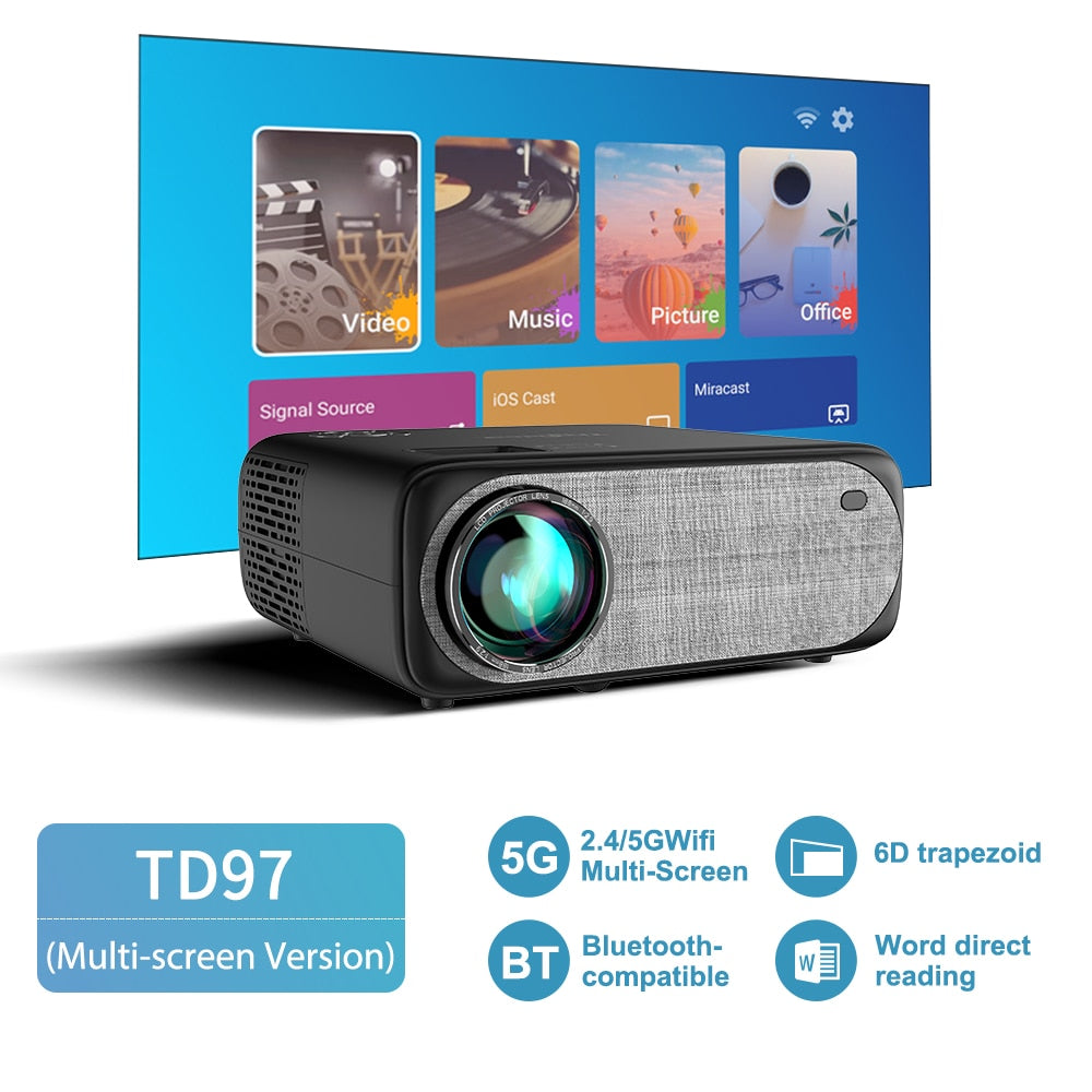 ThundeaL 1080P Projector TD97 WiFi LED Full HD Projector Video Proyector Home Theater 4K Movie Cinema Smart Phone Beamer