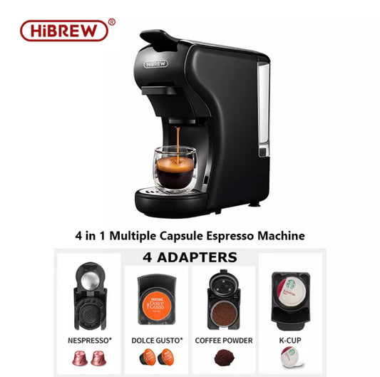 ماكينة القهوة  4  في 1 متوافقه مع كبسولات دولتشي و نيسبريسو  و K-cup  من 
 Hibrew هايبرو - ضمان ٢٤ شهر
