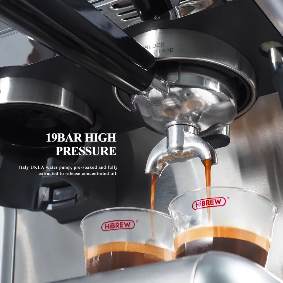 ماكينة اسبريسو احترافية H7 من هايبرو HiBREW مع تبخير الحليب و مطحنة للقهوة - ضمان ٢٤ شهر